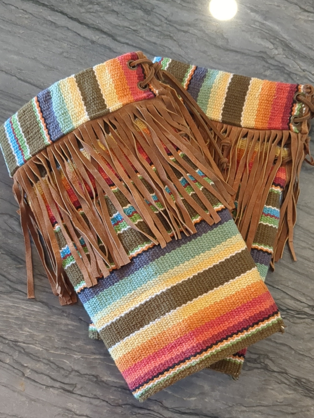 Serape Woven Boot Rugs With Fringe